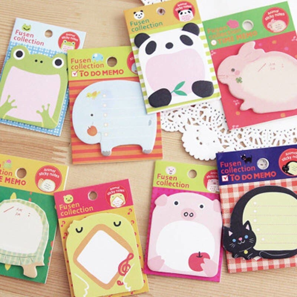 Set of 8 Kawaii Animal Sticky Notes~~NIP